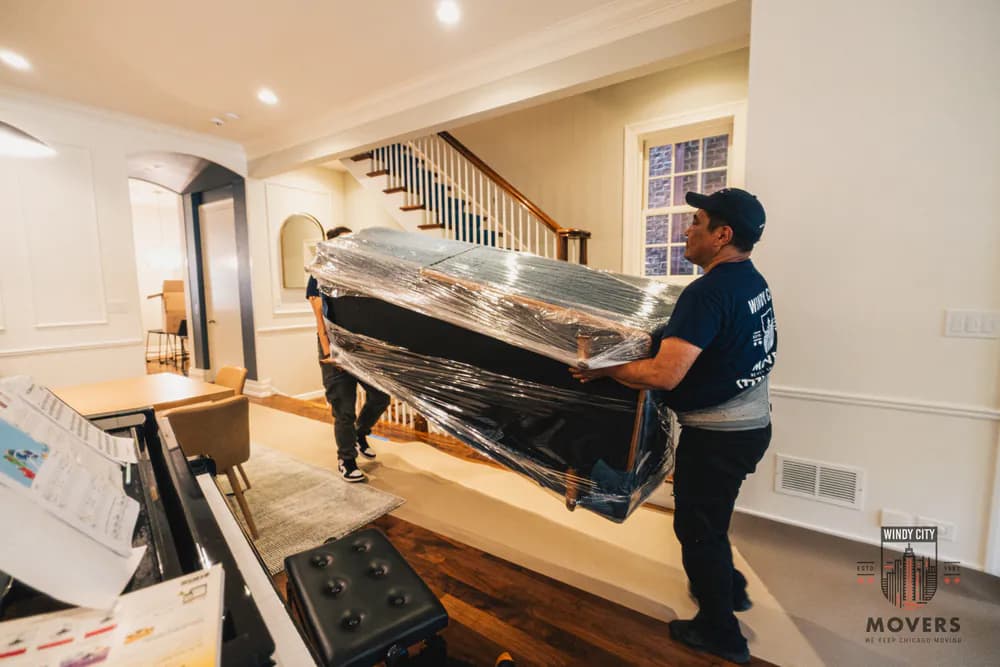 Windy City Movers local residential truck near homes