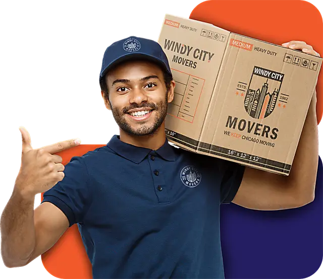 Windy City Movers professional carrying moving boxes